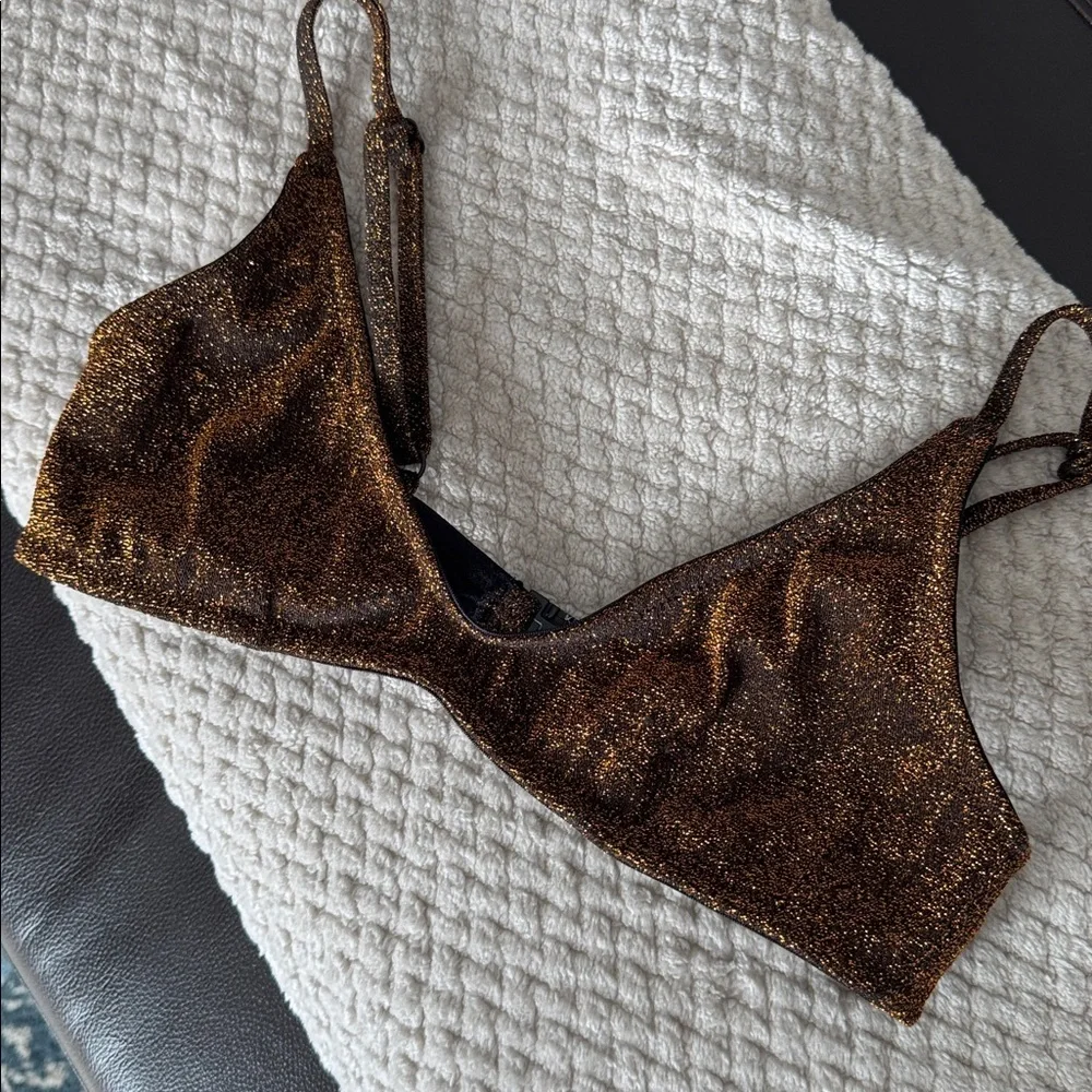 Triangl Swimwear Honey Sparkle Glittering Bronze Bikini Top size Small